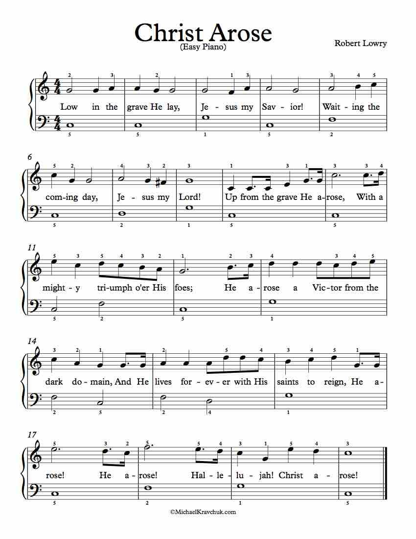 Free Piano Arrangement Sheet Music – Christ Arose (Up From The Grave - Free Printable Gospel Sheet Music For Piano