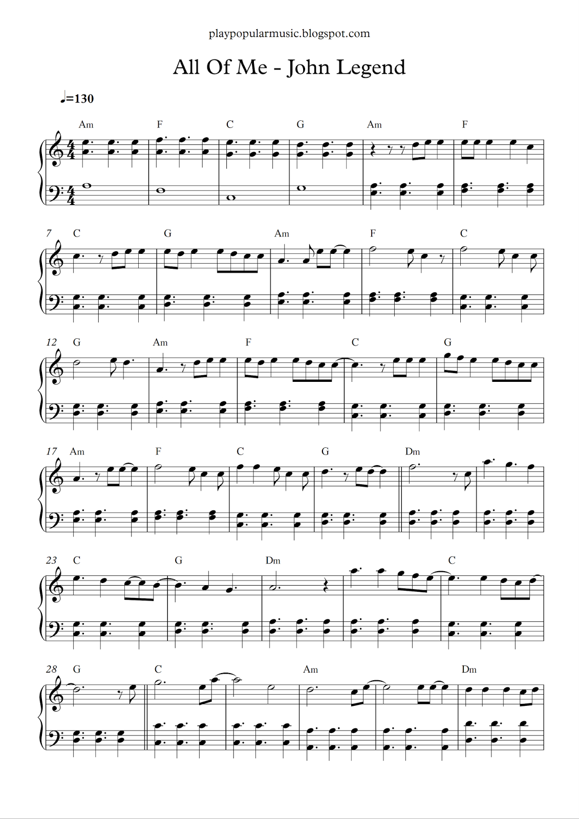 Free Piano Sheet Music: All Of Me - John Legend.pdf What&amp;#039;s Going On - Free Printable Sheet Music For Piano Beginners Popular Songs
