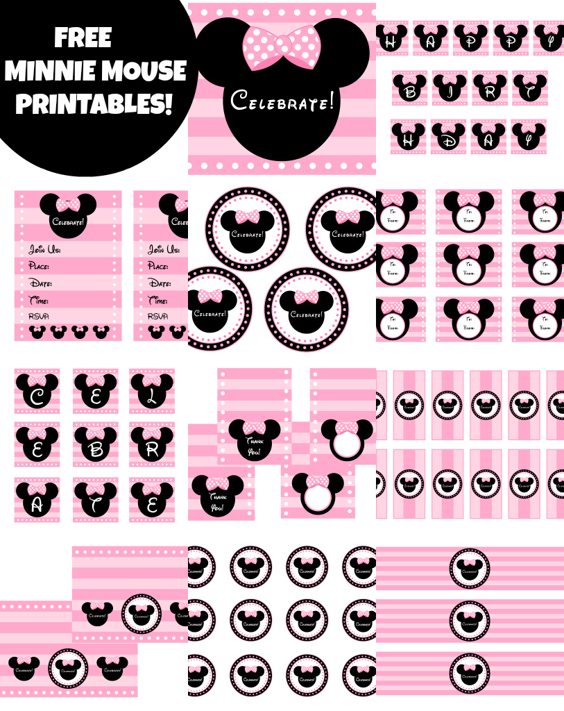 Free Pink Minnie Mouse Birthday Party Printables | Catch My Party - Free Printable Party Signs