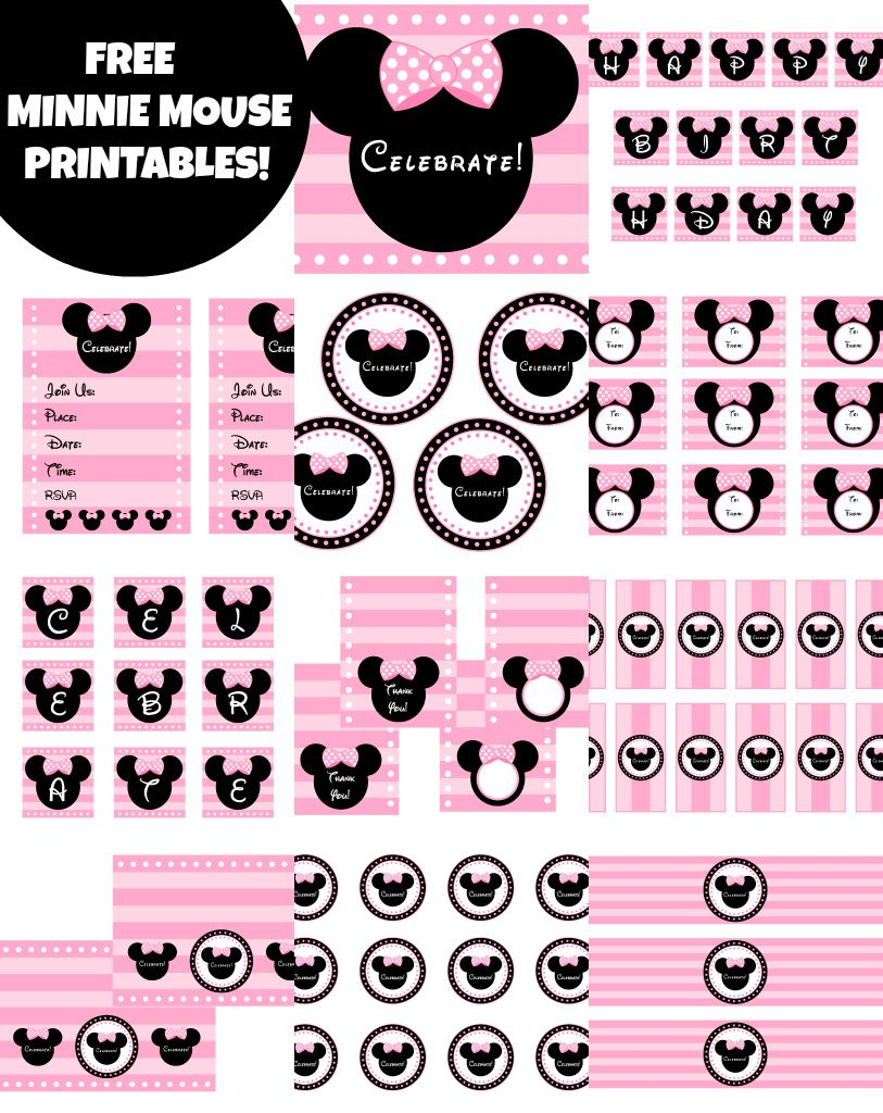 Free Pink Minnie Mouse Birthday Party Printables | Minnie ♥ Micky - Free Minnie Mouse Printable Templates