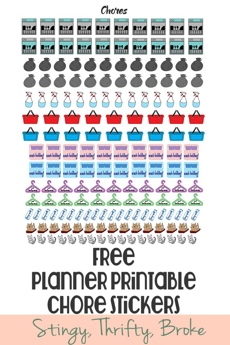 Free Planner Printable Chores Stickers | Free Planner Stickers - Chore Stickers Free Printable