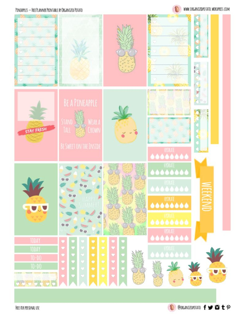 Free Planner Printable: Pineapples | Printables | Pinterest | Free - Free Printable Planner Stickers