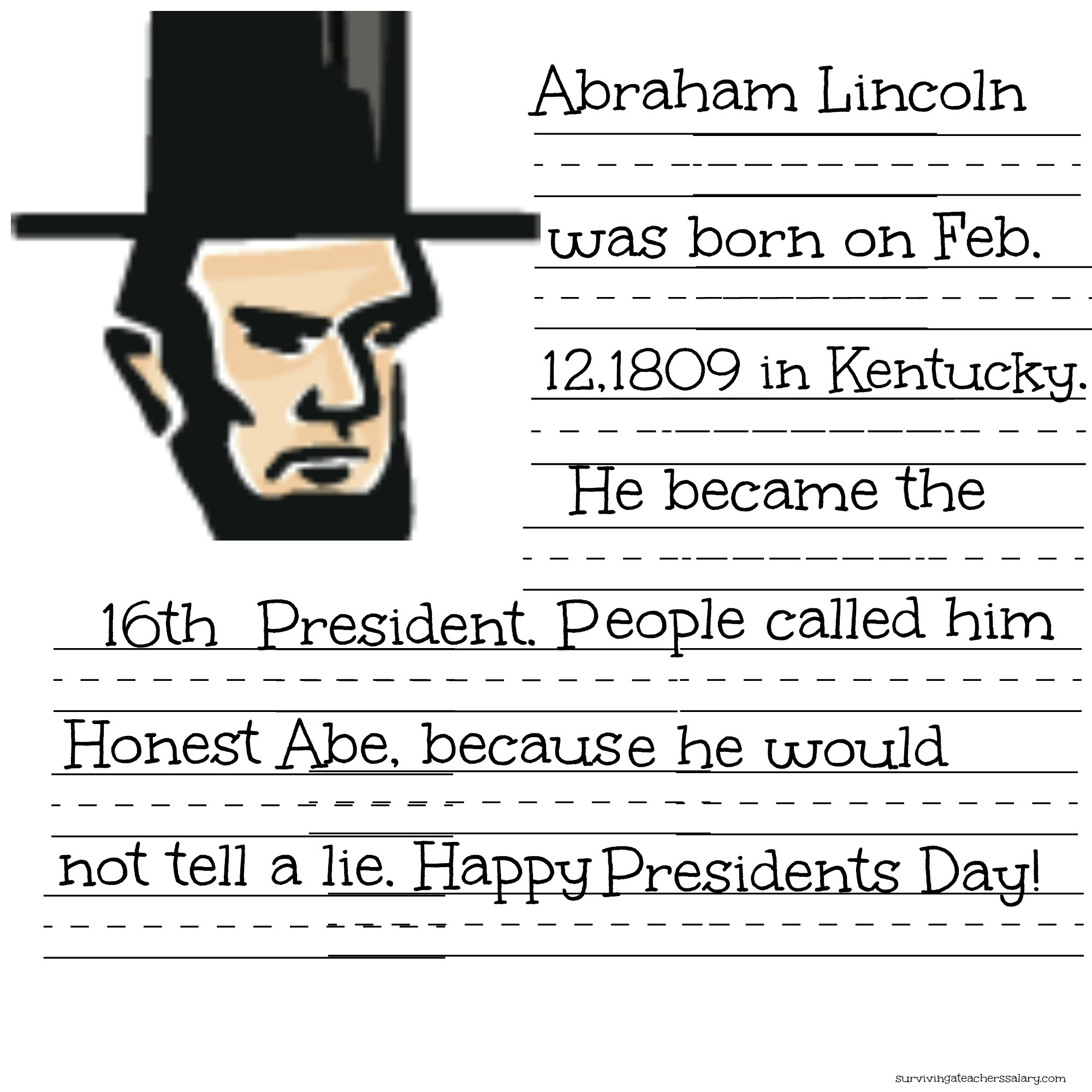 Free President Lincoln &amp;amp; Washington Coloring Sheet &amp;amp; Handwriting - Free Printable President Worksheets