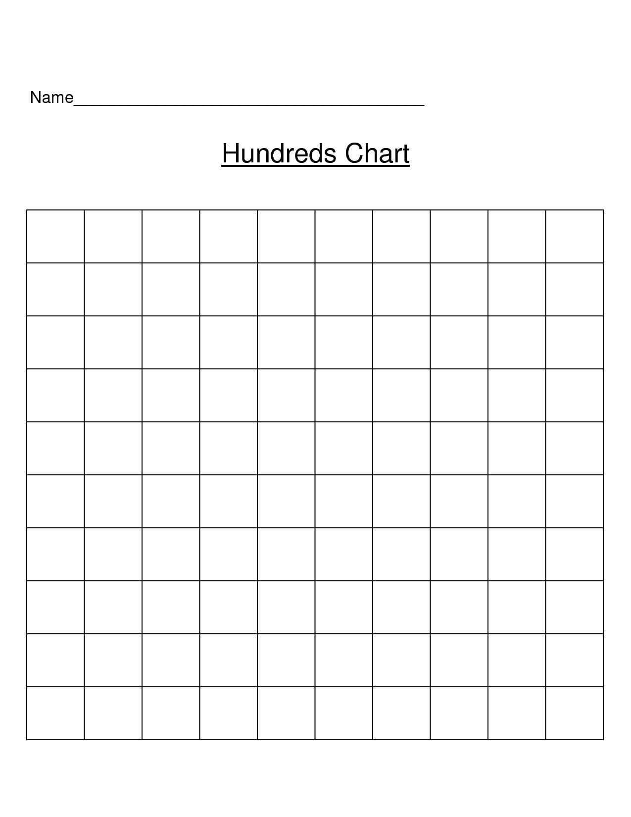 Free Printable 1 To 100 Chart Blank - Bing Images | Kindergarden - Free Printable Hundreds Chart