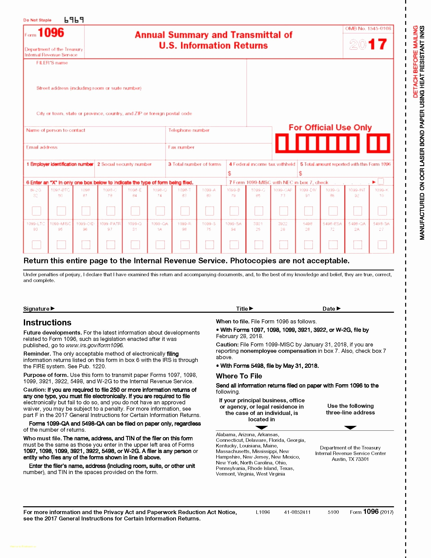 Free Printable 1096 Form 2015 Form 1096 Template 2015 Fresh Irs Form - Free Printable 1096 Form 2015