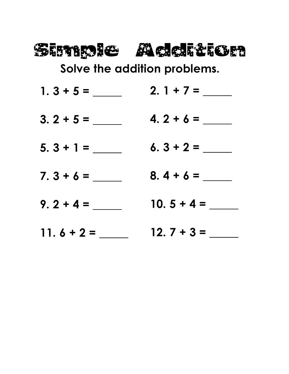 Free Printable 1St Grade Math Worksheets Simple Addition | Math - Free Printable Simple Math Worksheets