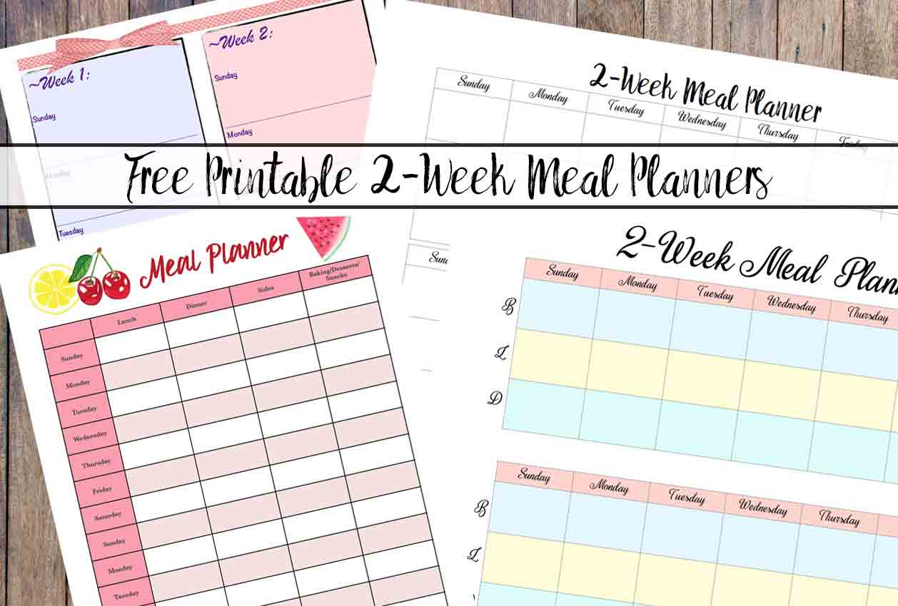 Free Printable 2-Week Meal Planners: 4 Designs - Free Printable Sud