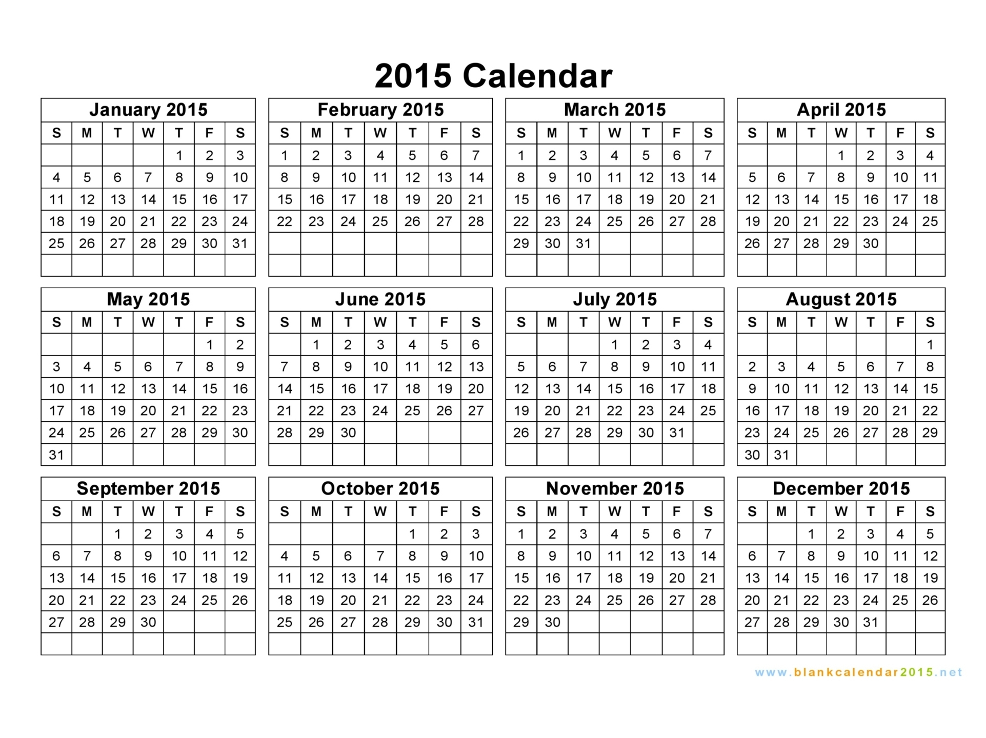 Free Printable 2015 Year Calendar Best Photos Of 2015 Yearly - Free Printable Diary 2015