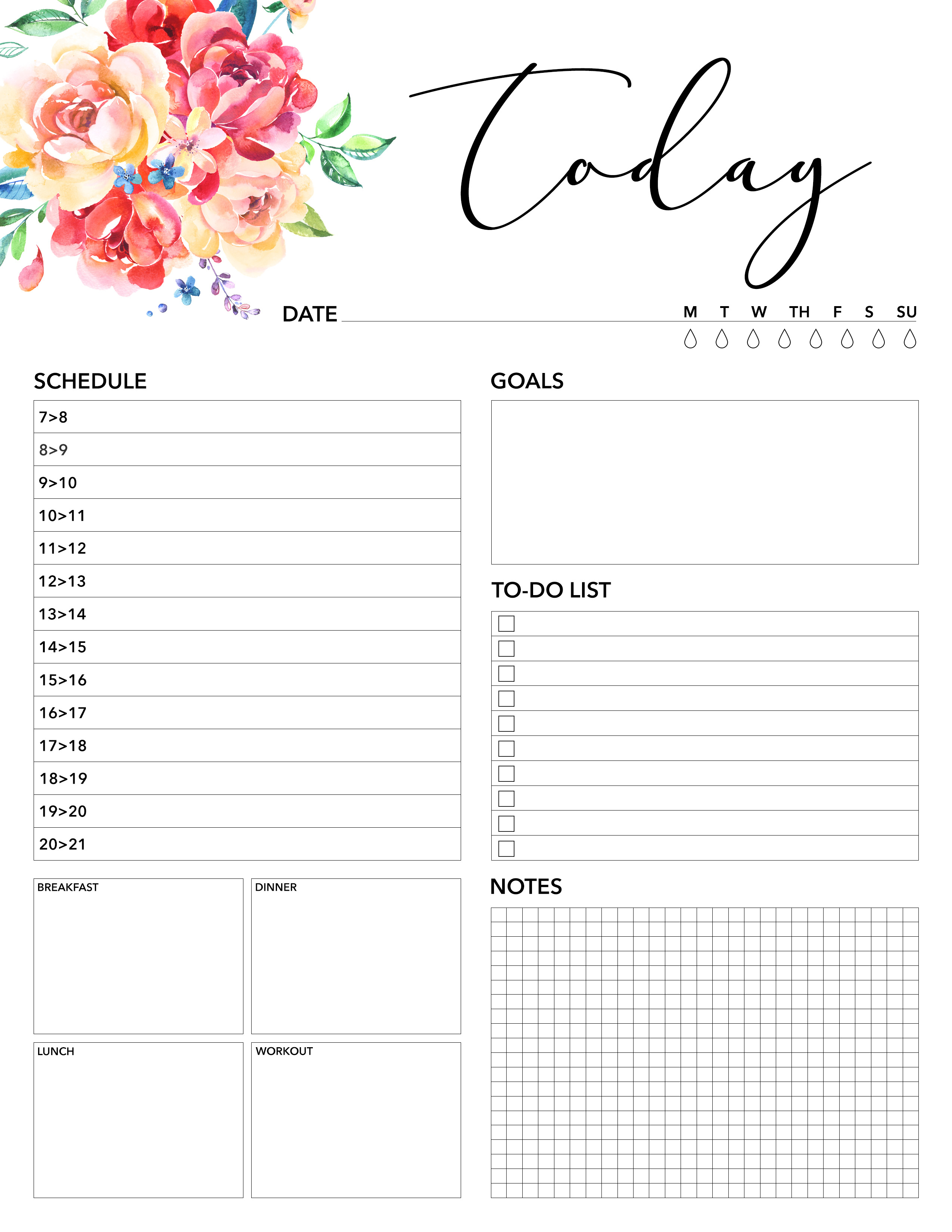 Free Printable 2018 Planner 50 Plus Printable Pages - The Cottage Market - Free Printable Diary Pages