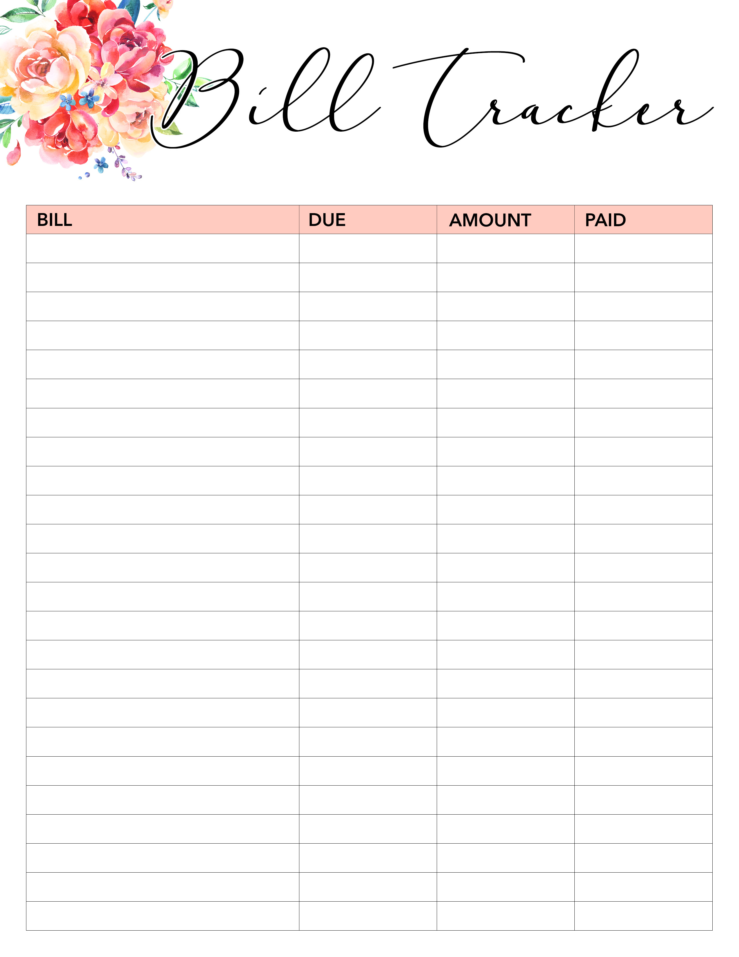 Free Printable 2019 Planner 50 Plus Printable Pages!!! - The Cottage - Free Printable Bill Tracker