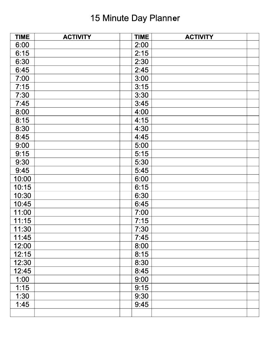 Free Printable 30 Minute Calendar | 46 Of The Best Printable Daily - Free Printable Daily Planner 15 Minute Intervals