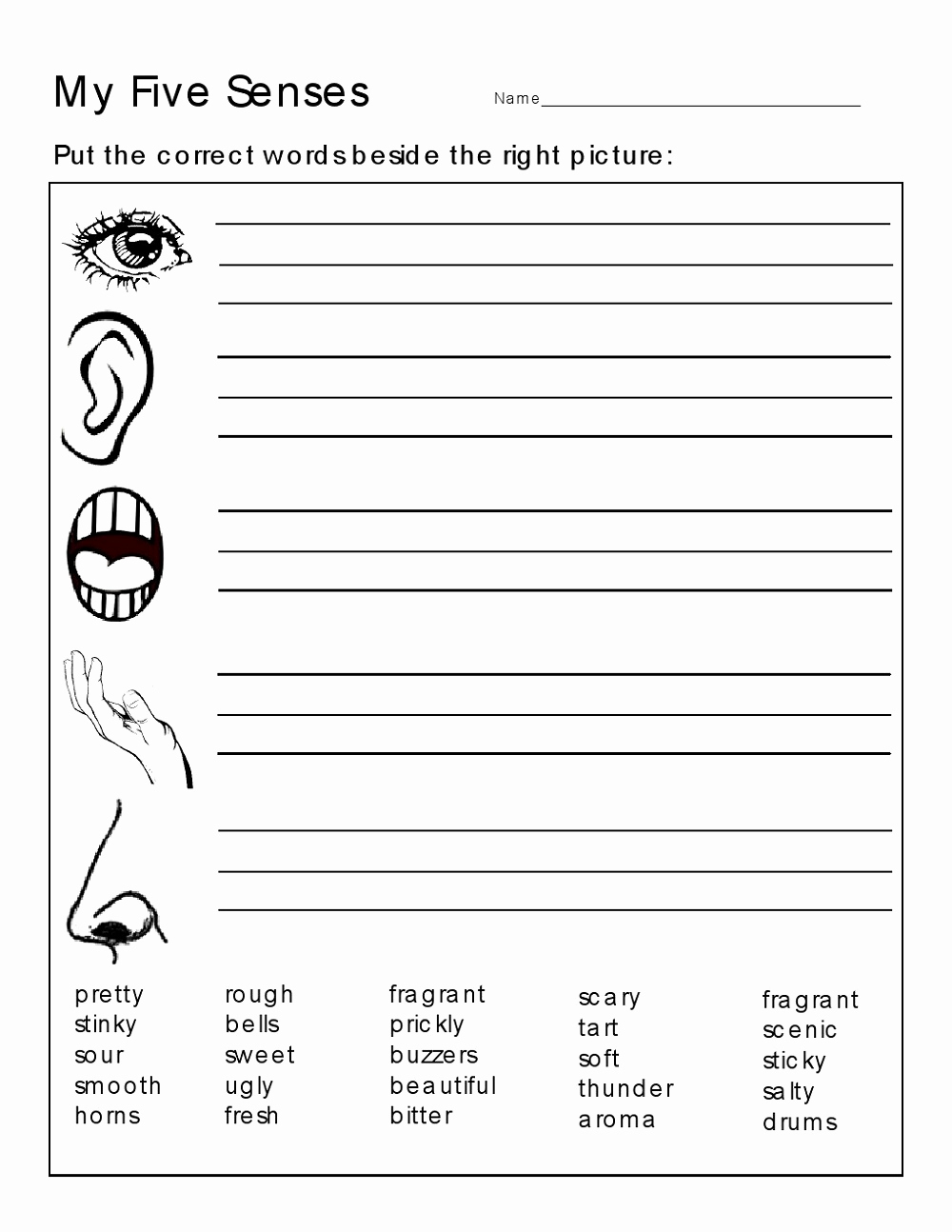 Free Printable 5 Senses Worksheets For Kindergarten – Aggelies-Online.eu - Free Printable Worksheets Kindergarten Five Senses
