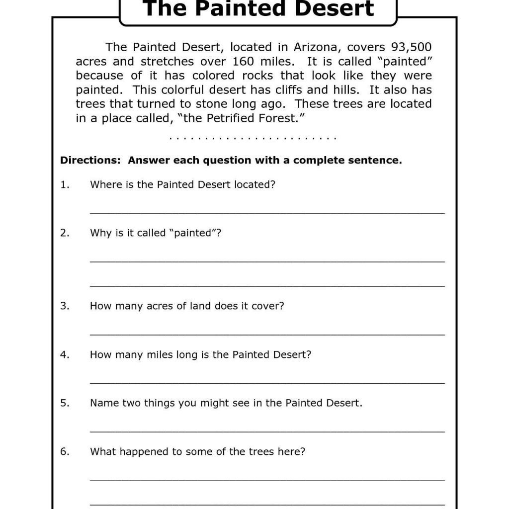 Free Printable 7Th Grade Reading Comprehension Worksheets Grade 3 - Free Printable Comprehension Worksheets For Grade 5