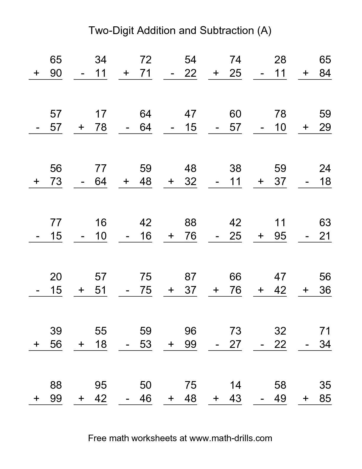 Free Printable Addition And Subtraction Worksheets. Addition - Free Printable Mixed Addition And Subtraction Worksheets