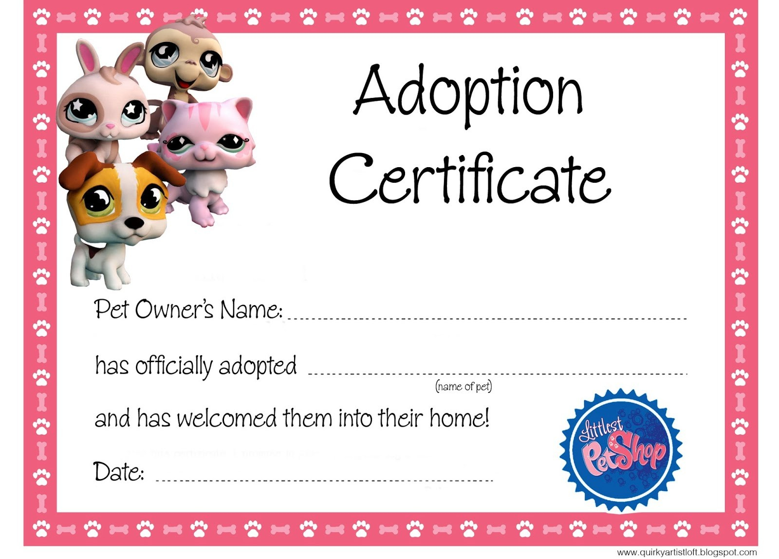 Free Printable Adoption Certificate – Printabletemplates - Free Printable Stuffed Animal Adoption Certificate