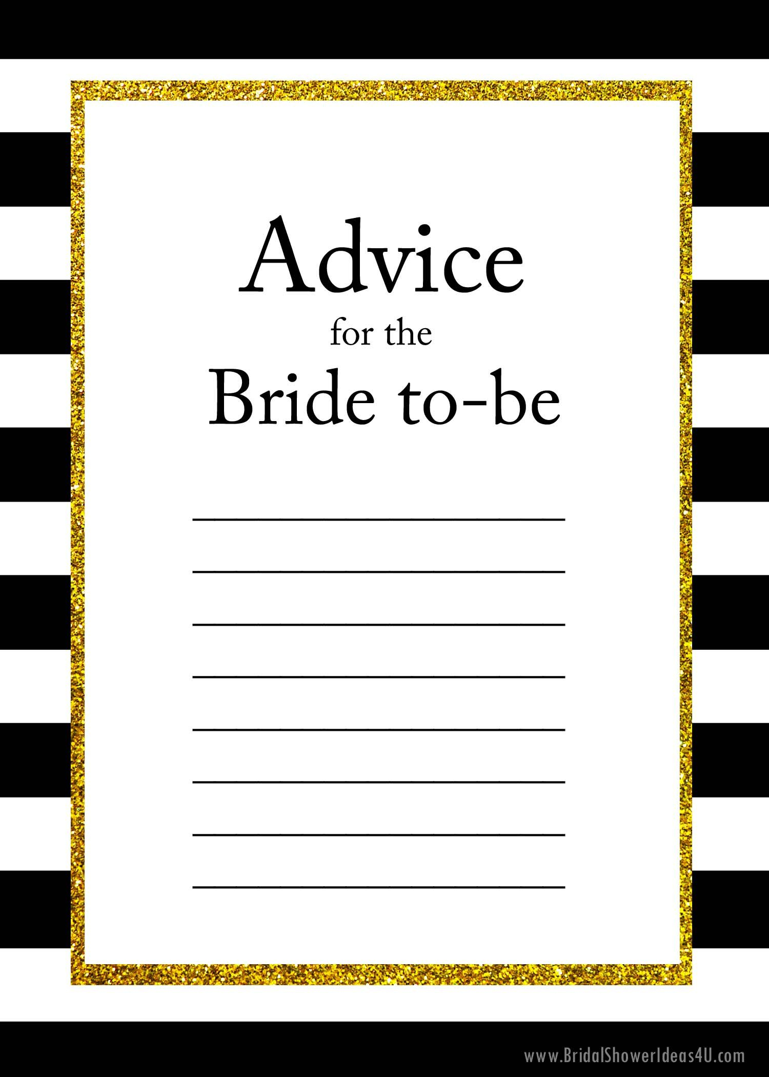 Free Printable Advice For The Bride To Be Cards | Maid Of Honor - Free Bridal Shower Printable Decorations