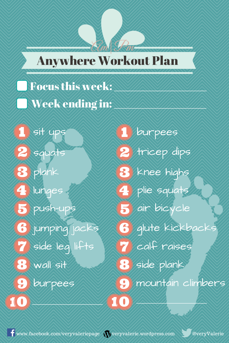 Free Printable: Am/pm Workout Plan | &amp;quot;veryvalerie&amp;quot; - Free Printable Gym Workout Plans