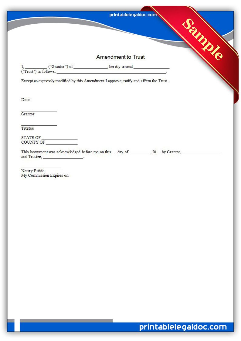 Free Printable Amendment To Trust | Sample Printable Legal Forms - Free Printable Will And Trust Forms