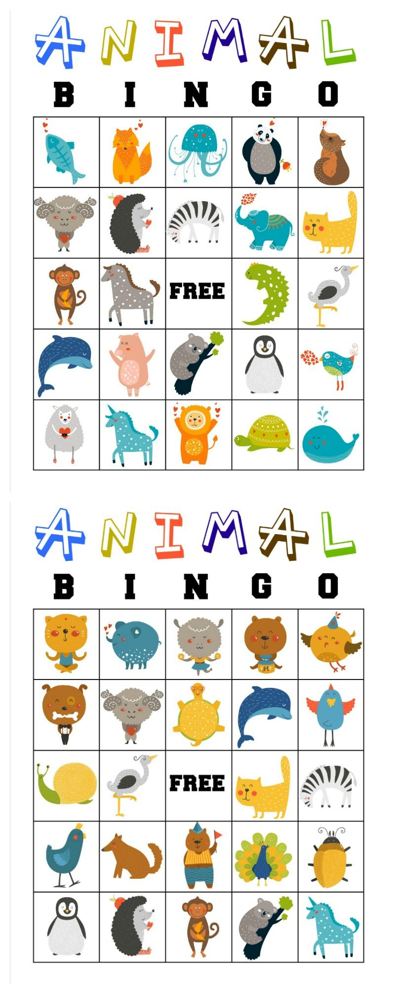 Free Printable Animal Bingo Cards For Toddlers And Preschoolers - Free Printable Animal Cards