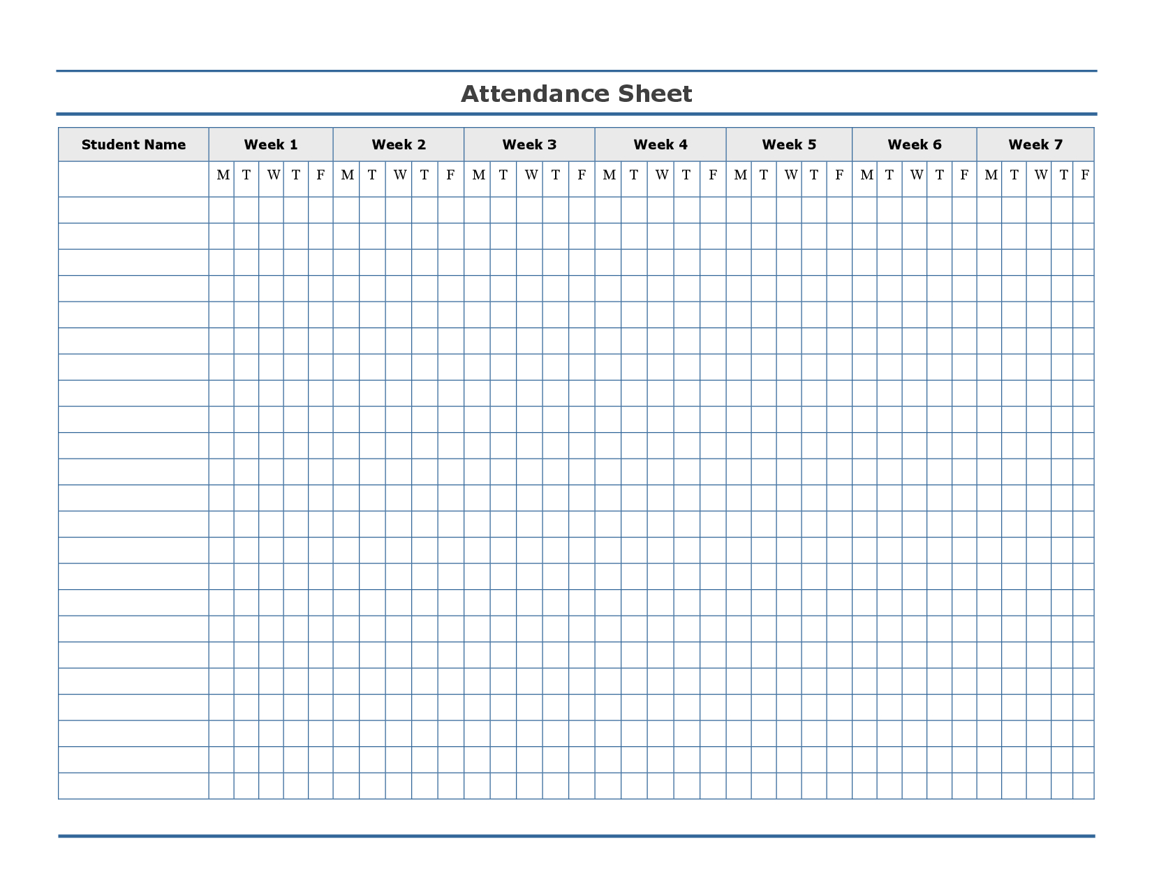 Free Printable Attendance Sheet Template … | Education | Attendance - Free Printable Sunday School Attendance Sheet