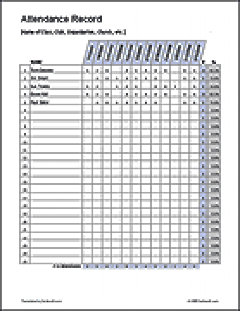 Free Printable Attendance Sheets Within Free Printable Attendance - Free Printable Attendance Forms For Teachers