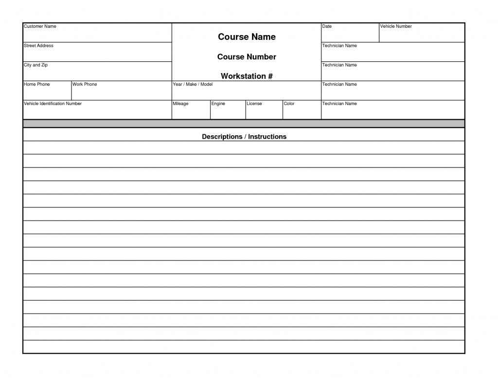 Free Printable Auto Repair Forms And Auto Repair Receipt Printable - Free Printable Auto Repair Invoice Template