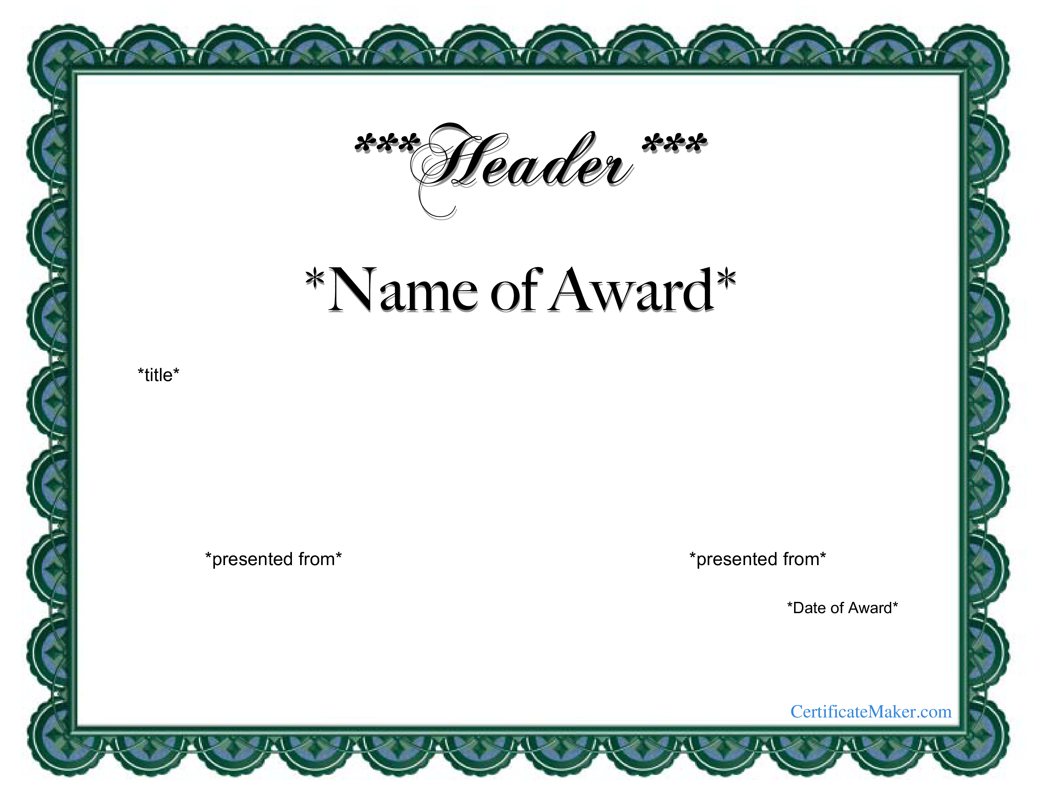 Free Printable Award Certificate | Templates At Allbusinesstemplates - Free Printable Certificates And Awards
