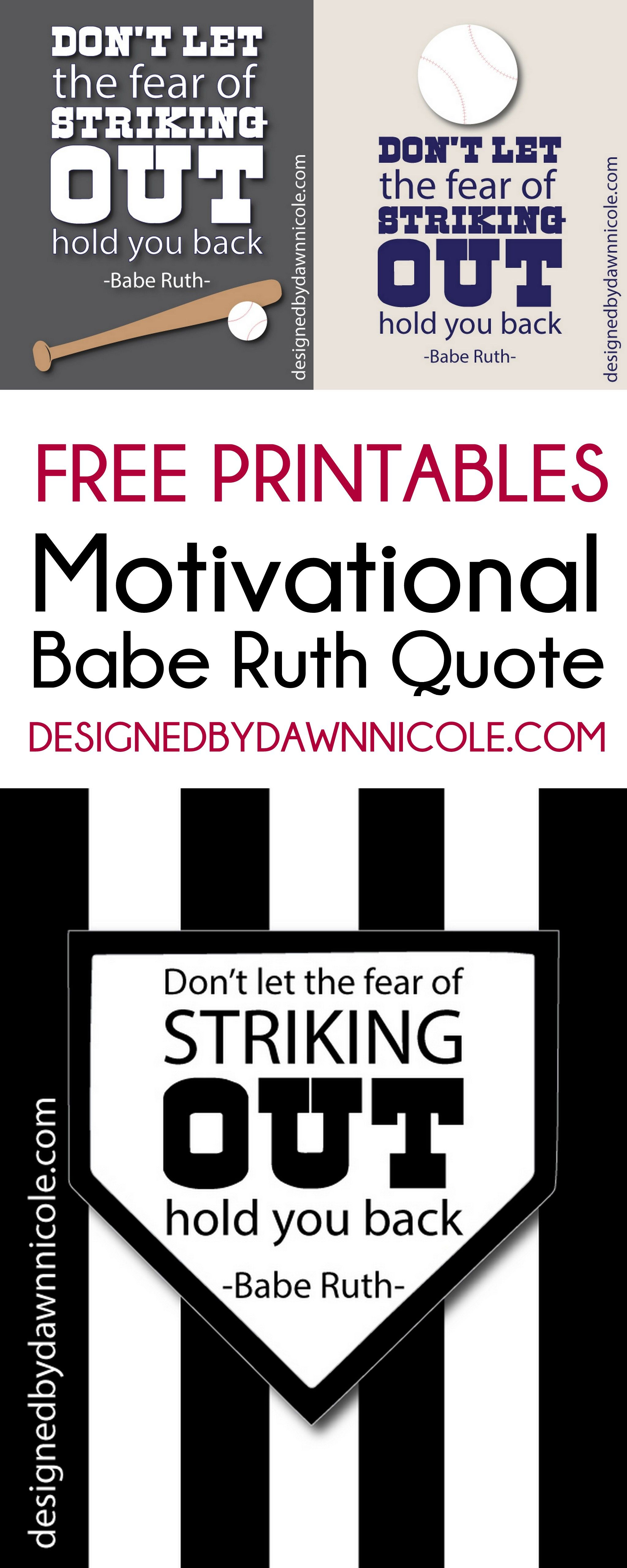 Free Printable: Babe Ruth Quote | Diy Home Decor Ideas | Pinterest - Free Printable Softball Pictures