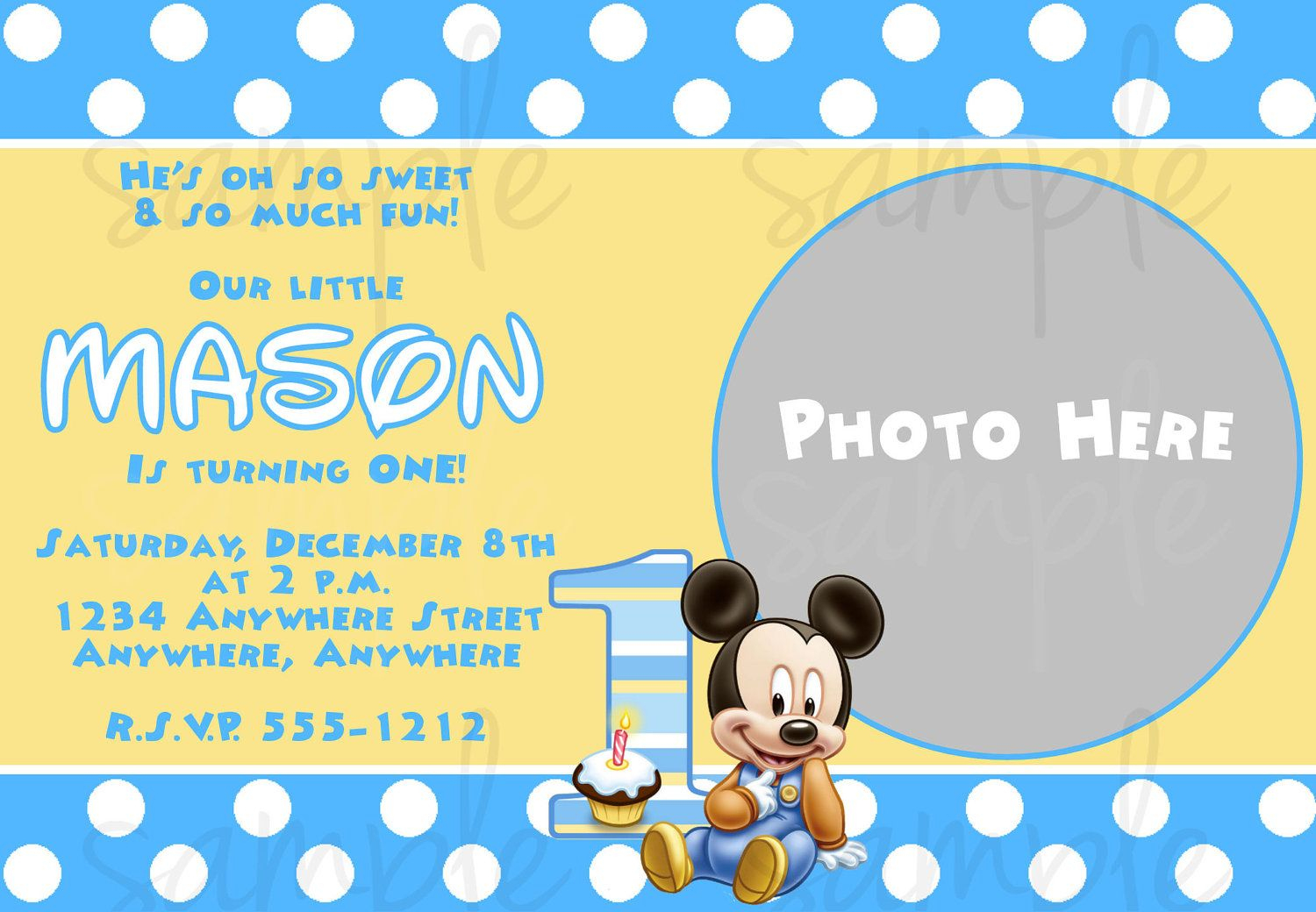 Free Printable Baby Mickey Mouse 1St Birthday Invitations | Andrei - Free Printable Baby Mickey Mouse Birthday Invitations