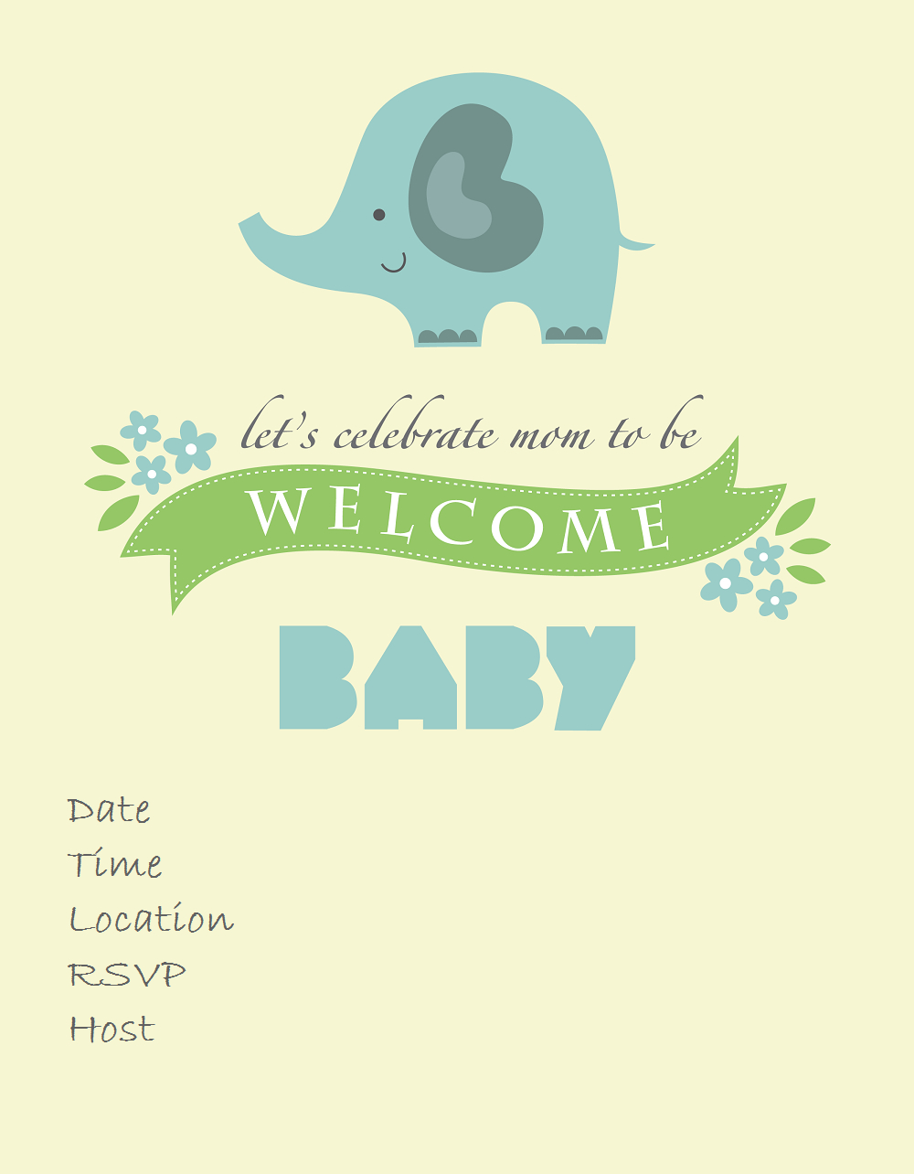 Free Printable Baby Shower Invitations - Baby Shower Ideas - Themes - Free Printable Elephant Baby Shower Invitations