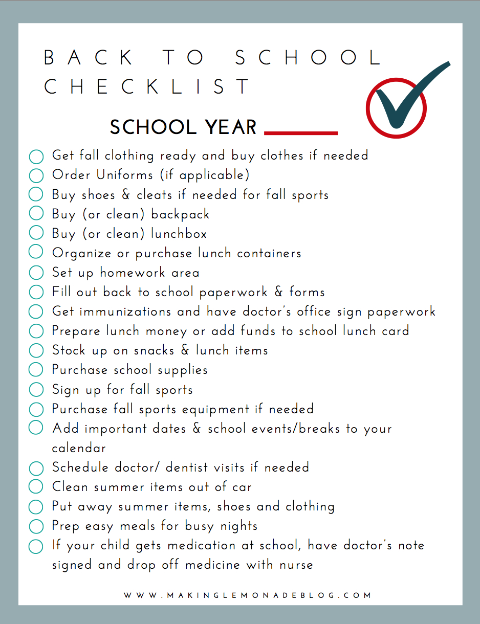 Free Printable Back-To-School Checklist - Free Printable Back To School