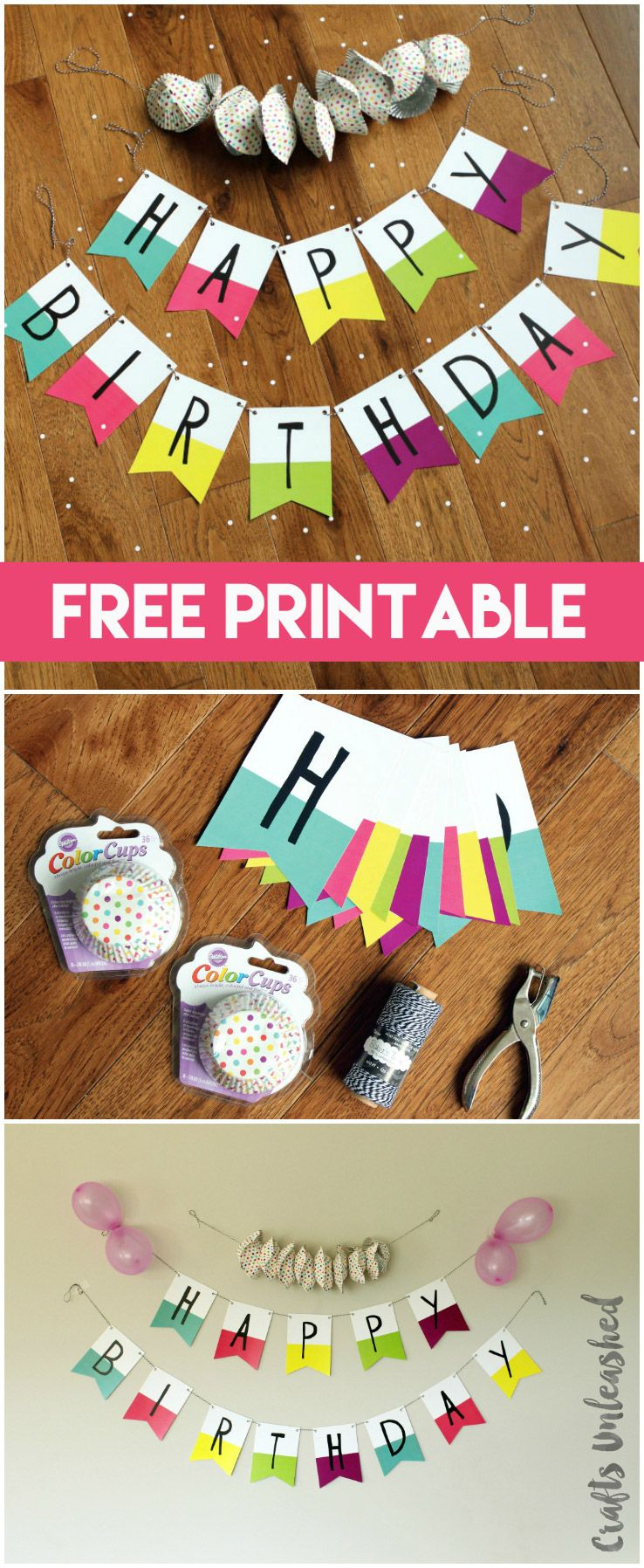 Free Printable Banner: Happy Birthday Pennants - Consumer Crafts | A - Diy Birthday Banner Free Printable