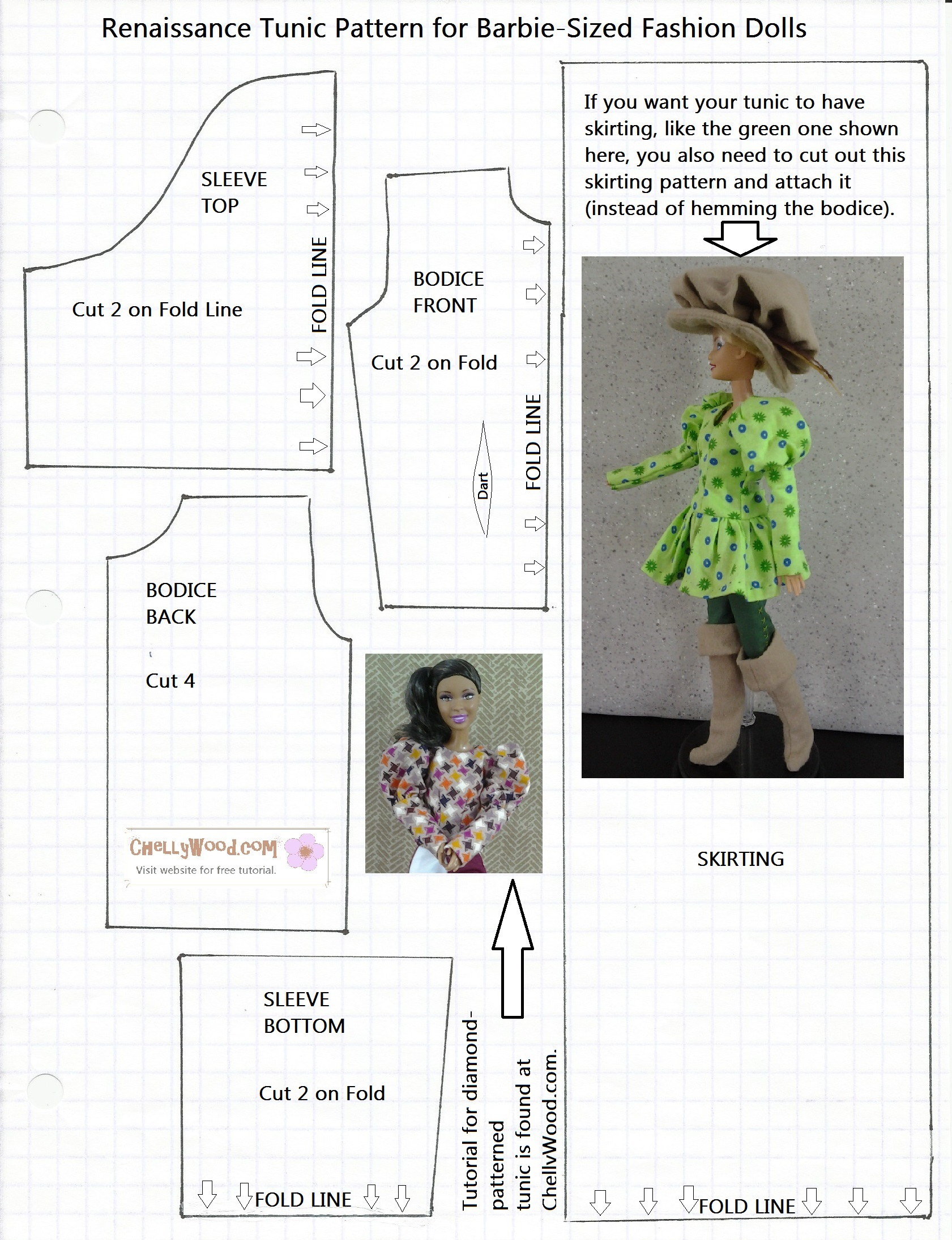 Free Printable Barbie Doll Clothes Patterns – Chellywood - Free Printable Barbie Doll Sewing Patterns Template