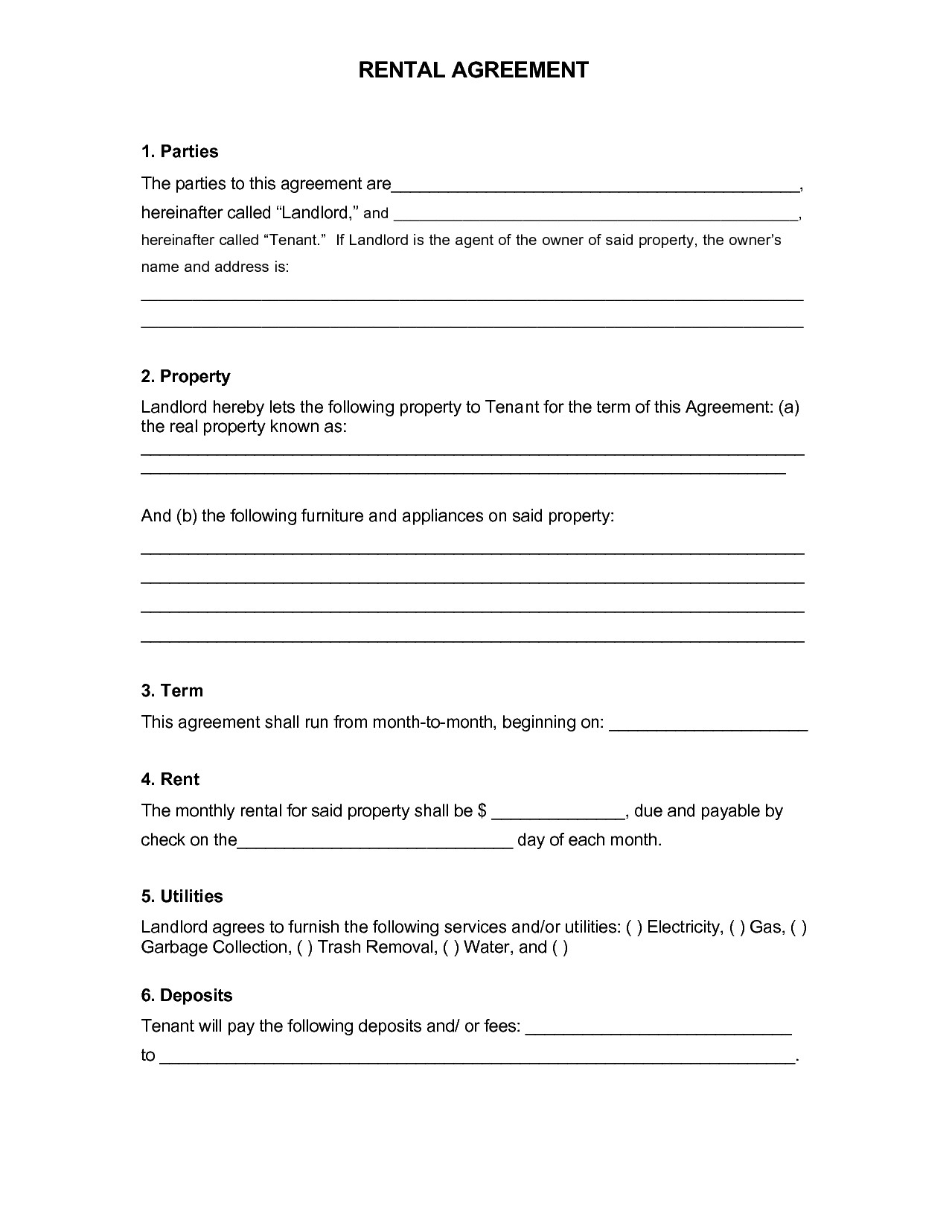 Free Printable Basic Rental Agreement Commercial Lease Agreement - Free Printable Basic Rental Agreement