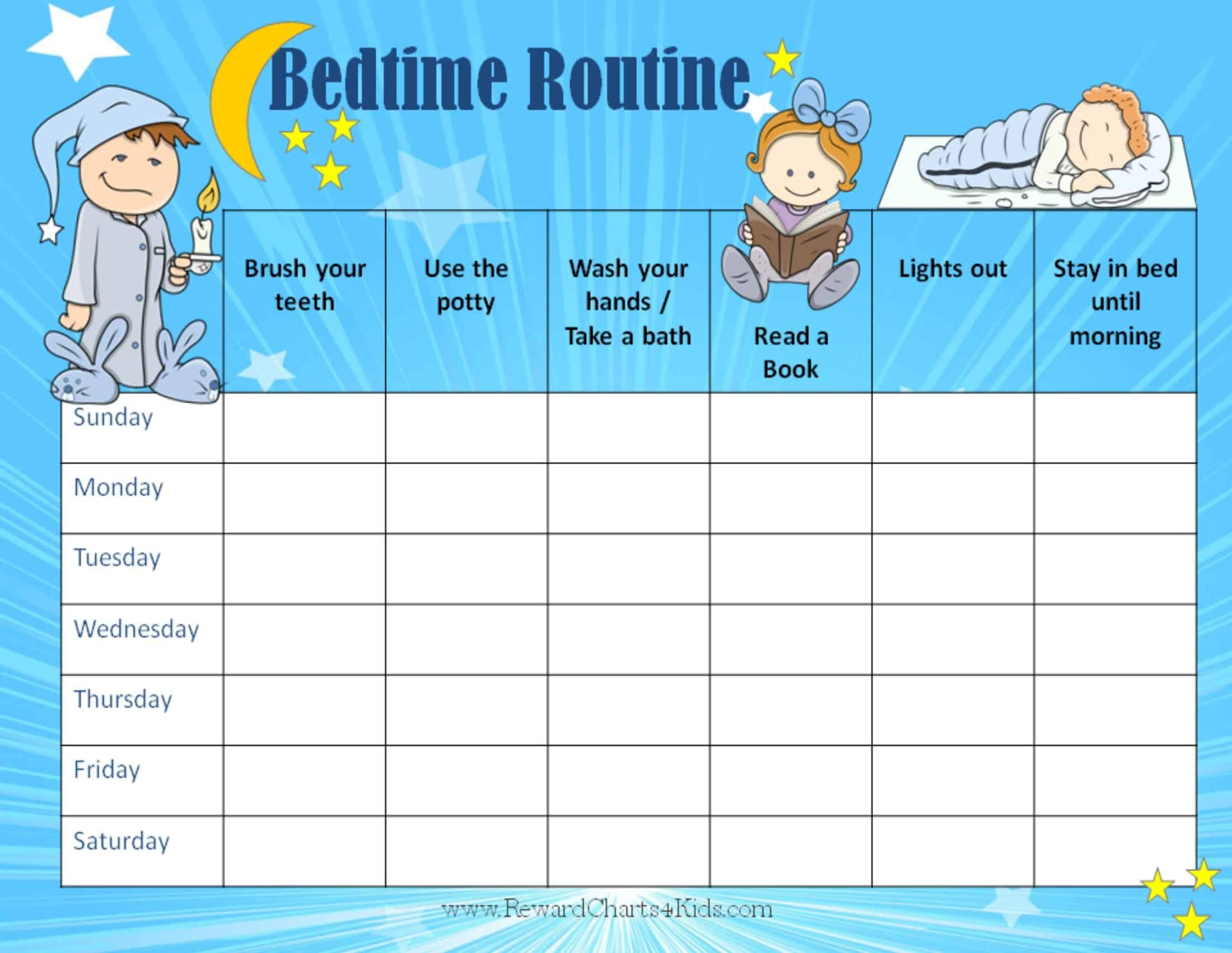 Free Printable Bedtime Routine Chart | Customize Online Then Print - Children&amp;amp;#039;s Routine Charts Free Printable
