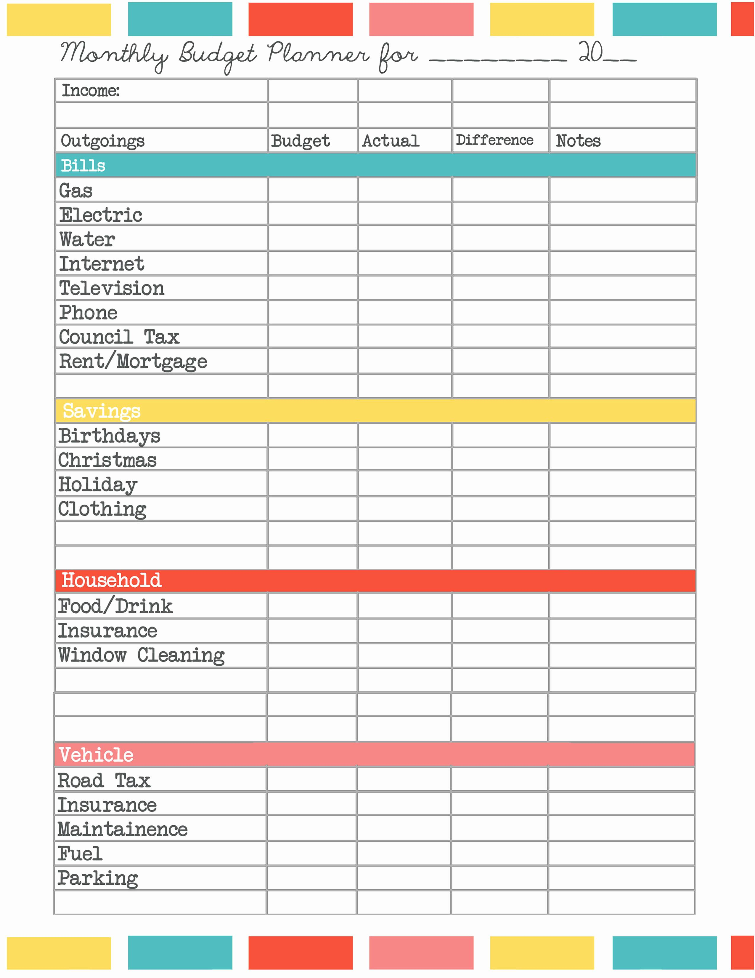 Free Printable Bi Weekly Budget Worksheet And Free Monthly Bud - Free Printable Bi Weekly Budget Template