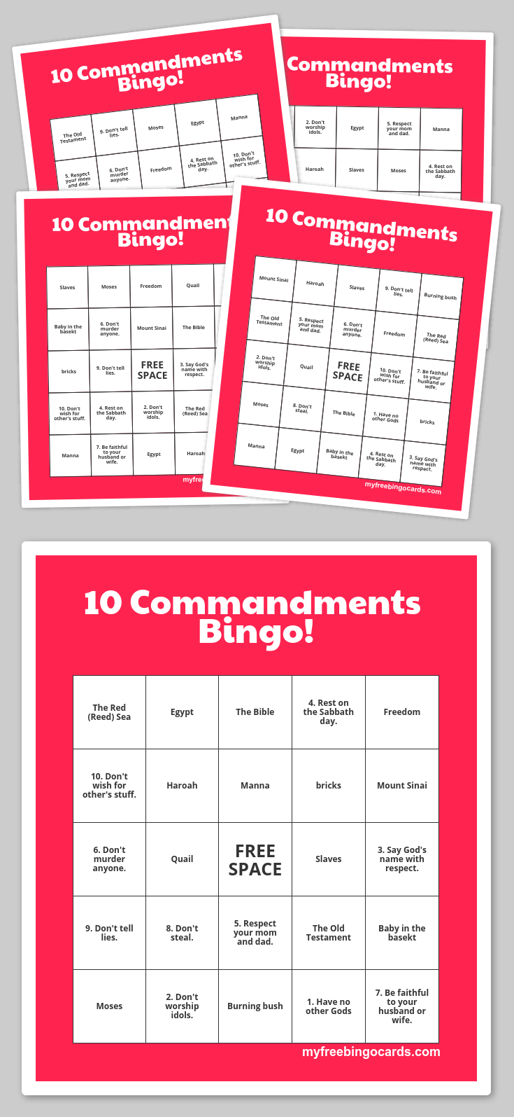 Free Printable Bingo Cards | The 10 Commandments | Sunday School - Free Printable Bible Bingo For Preschoolers
