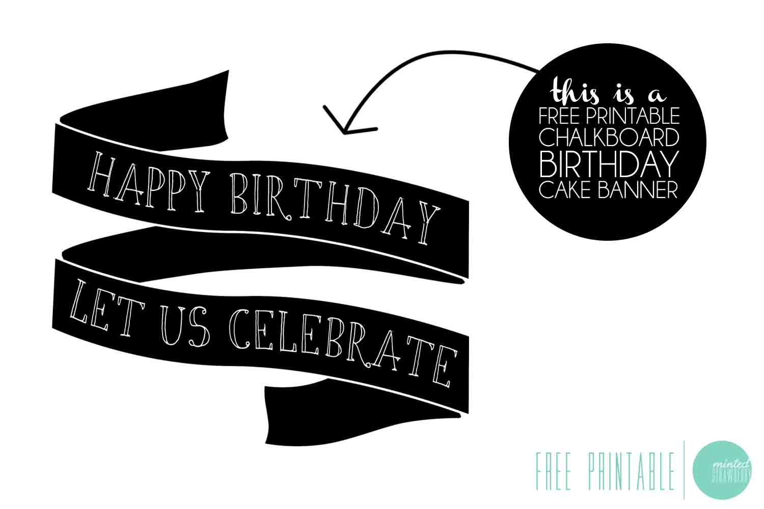 Free Printable: Birthday Cake Banner - Minted Strawberry - Free Printable Birthday Cake