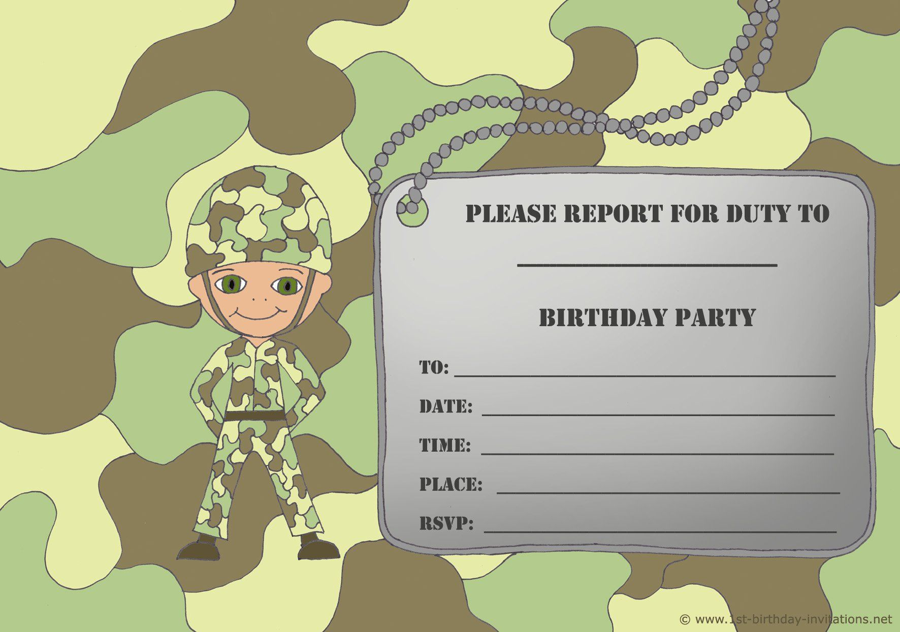 Free Printable Birthday Invitations For Boy - New Birthday Card - Free Printable Camouflage Invitations