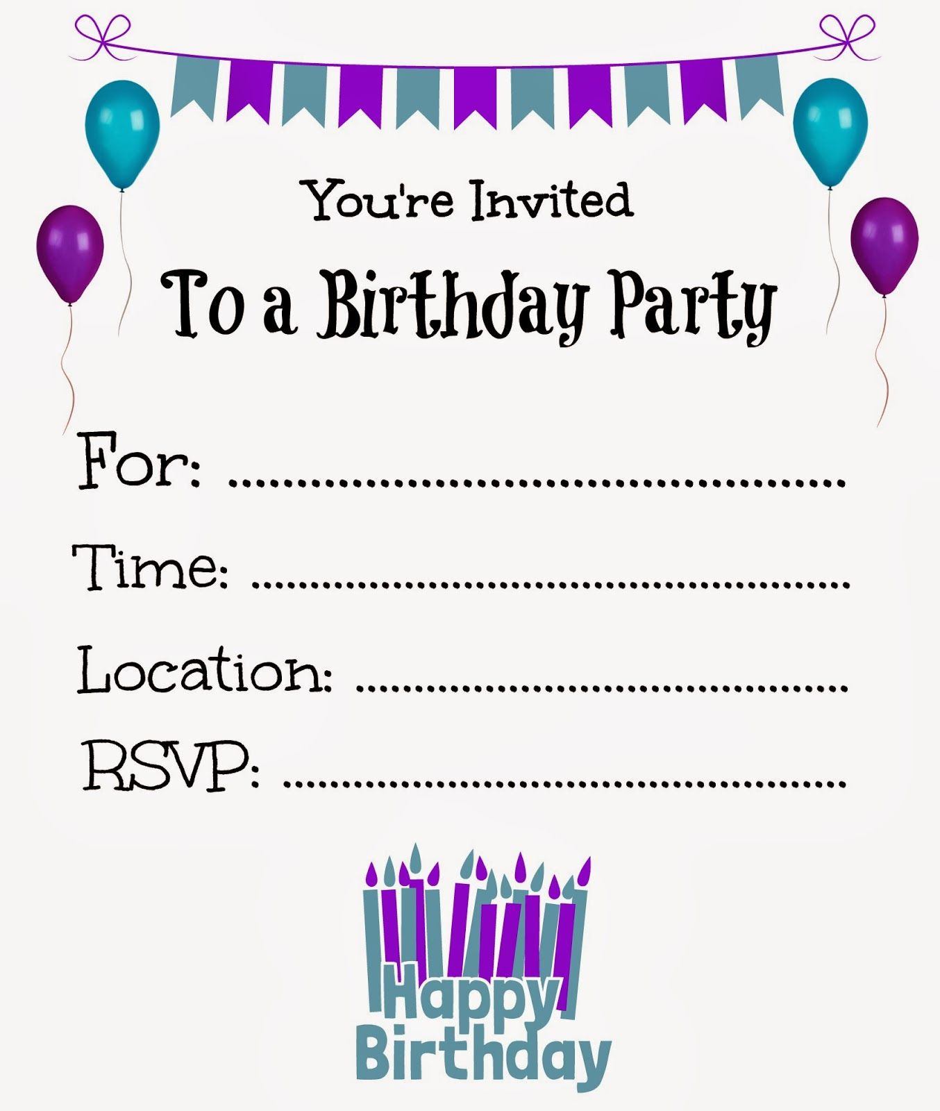 Free Printable Birthday Invitations For Kids #freeprintables - Free Printable Party Invitations