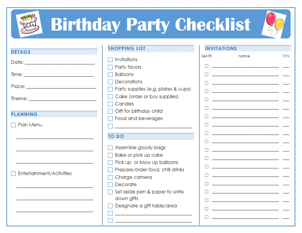 Free Printable Birthday Party Checklist - Free Printable Checklist