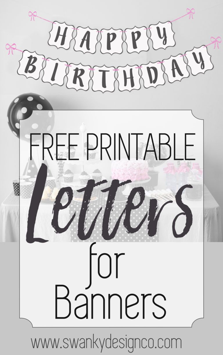 Free Printable Black And White Banner Letters | Diy Banners - Free Happy Birthday Printable Letters