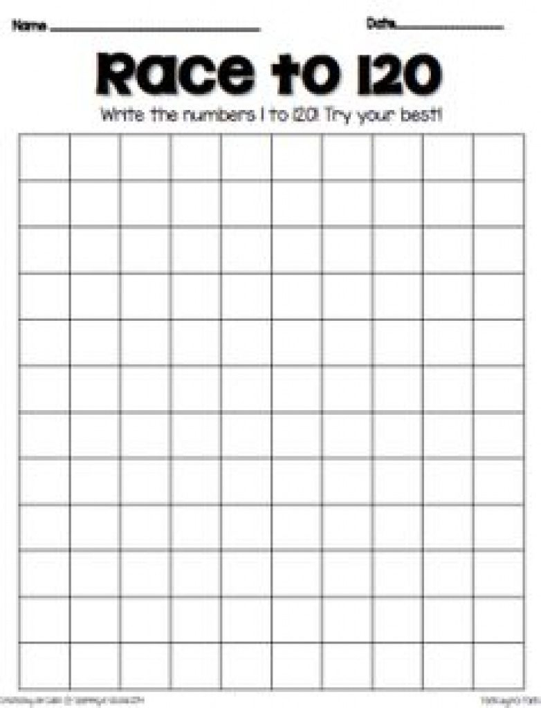 Free Printable Blank 1 120 Chart | Free Printable - Free Printable Blank 1 120 Chart