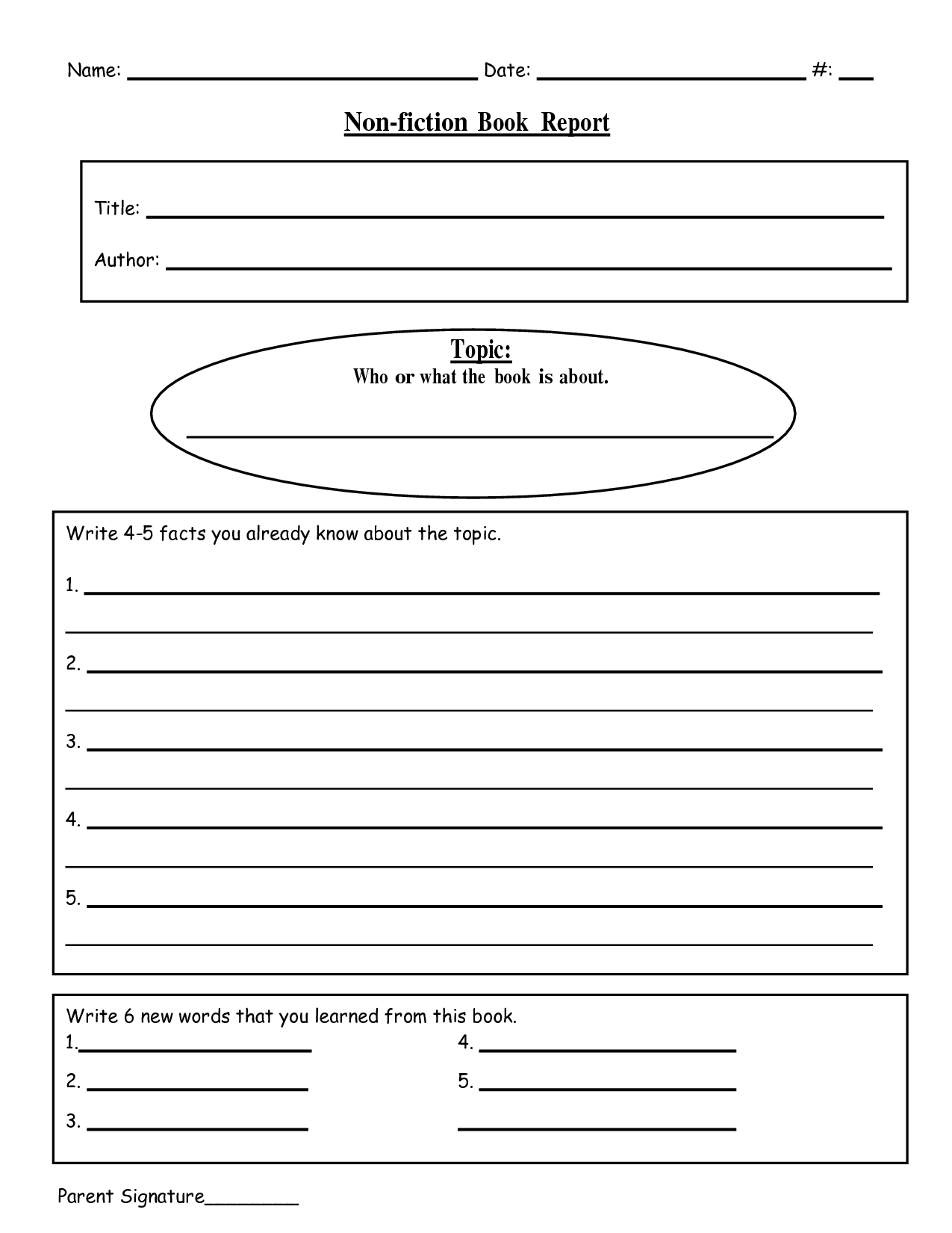 Free Printable Book Report Templates | Non-Fiction Book Report.doc - Free Printable Stories For 4Th Graders