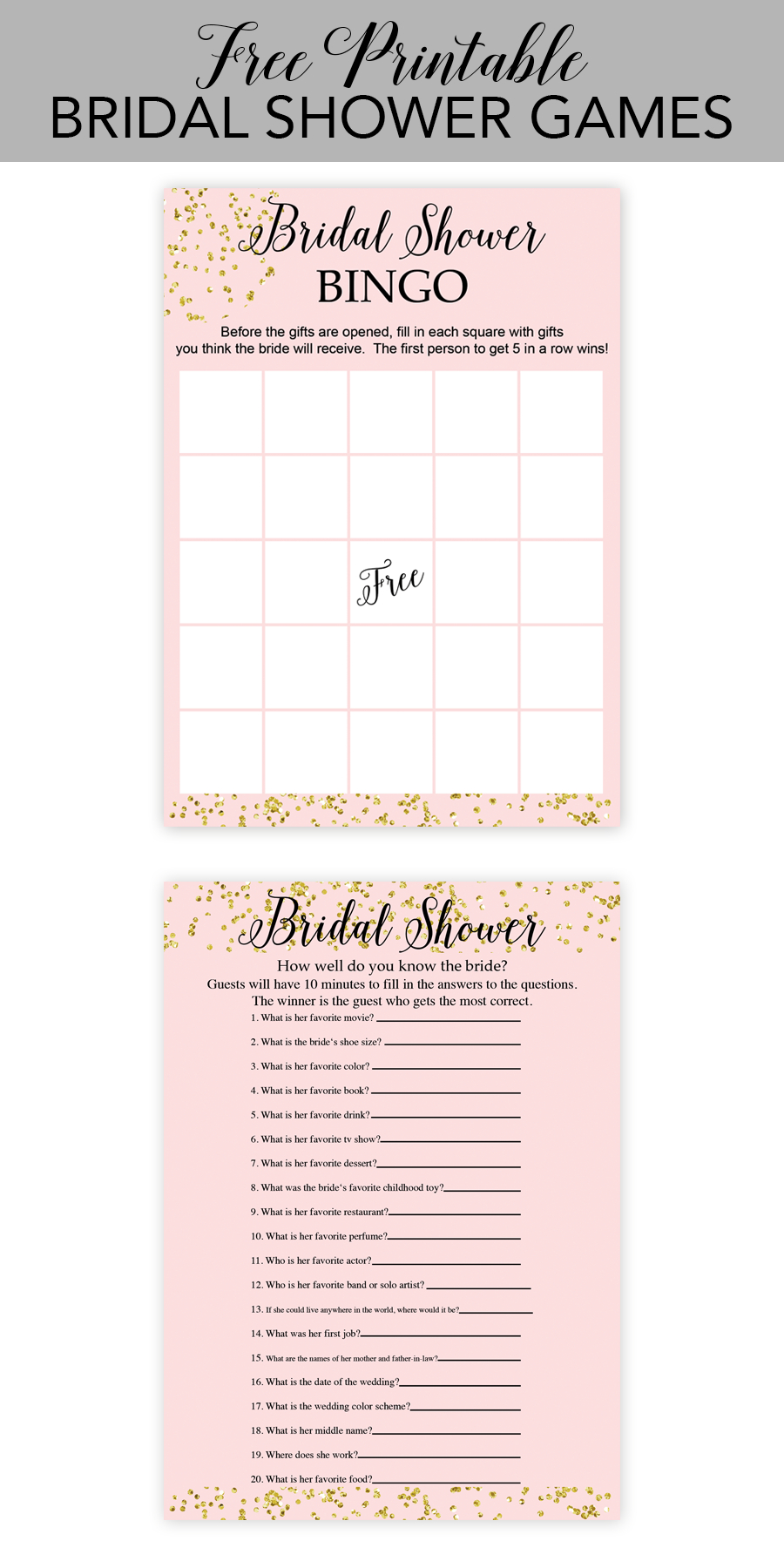 Free Printable Bridal Shower Games - Chicfetti - Free Printable Bridal Shower Games