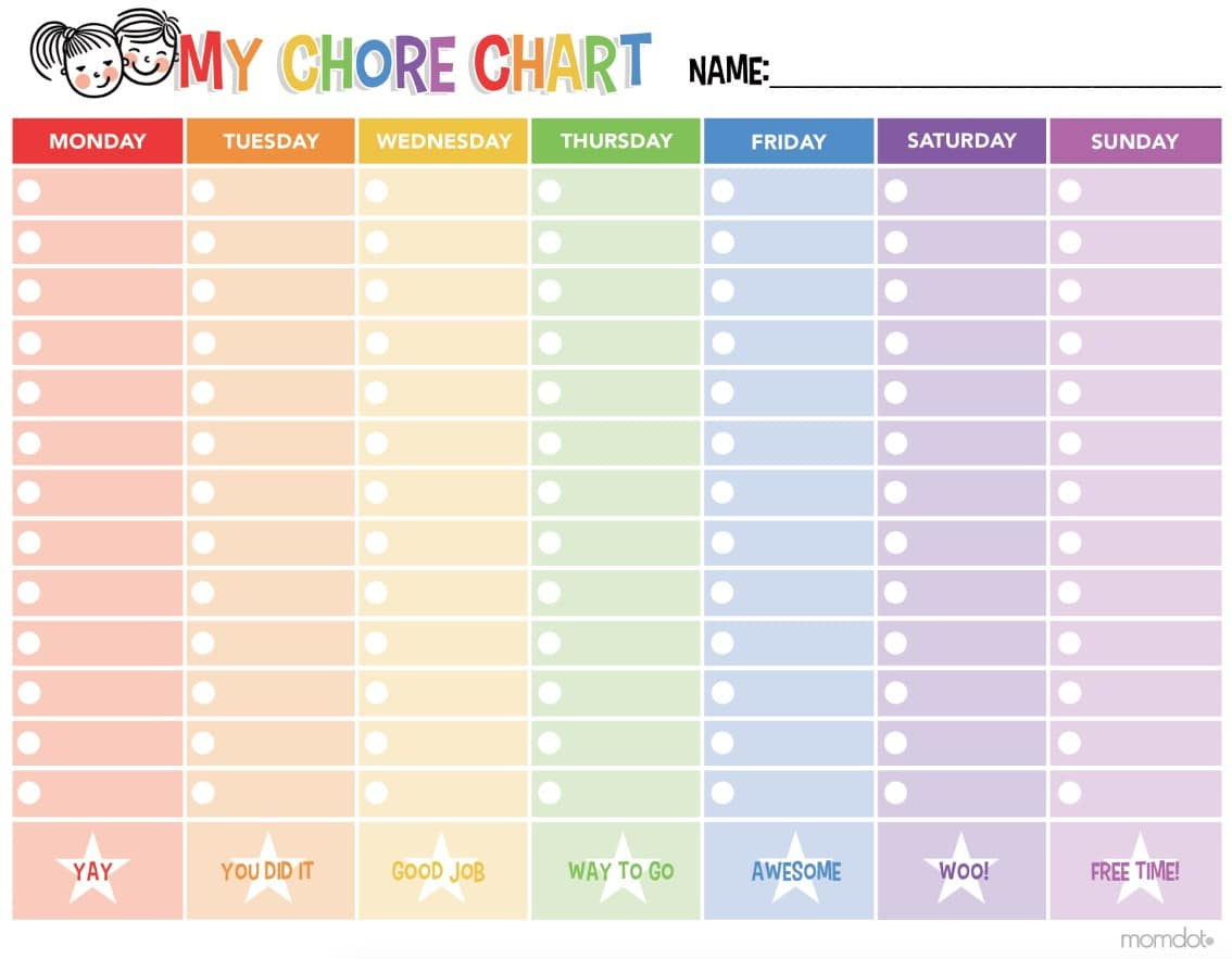 Free Printable Chore Chart - - Free Printable Chore Charts For Kids With Pictures