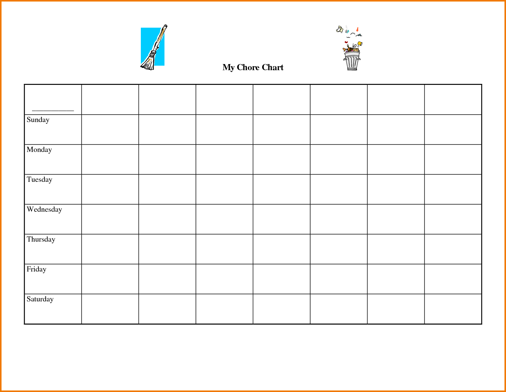 Free Printable Chore Chart Templates | Authorization Letter Pdf - Charts Free Printable