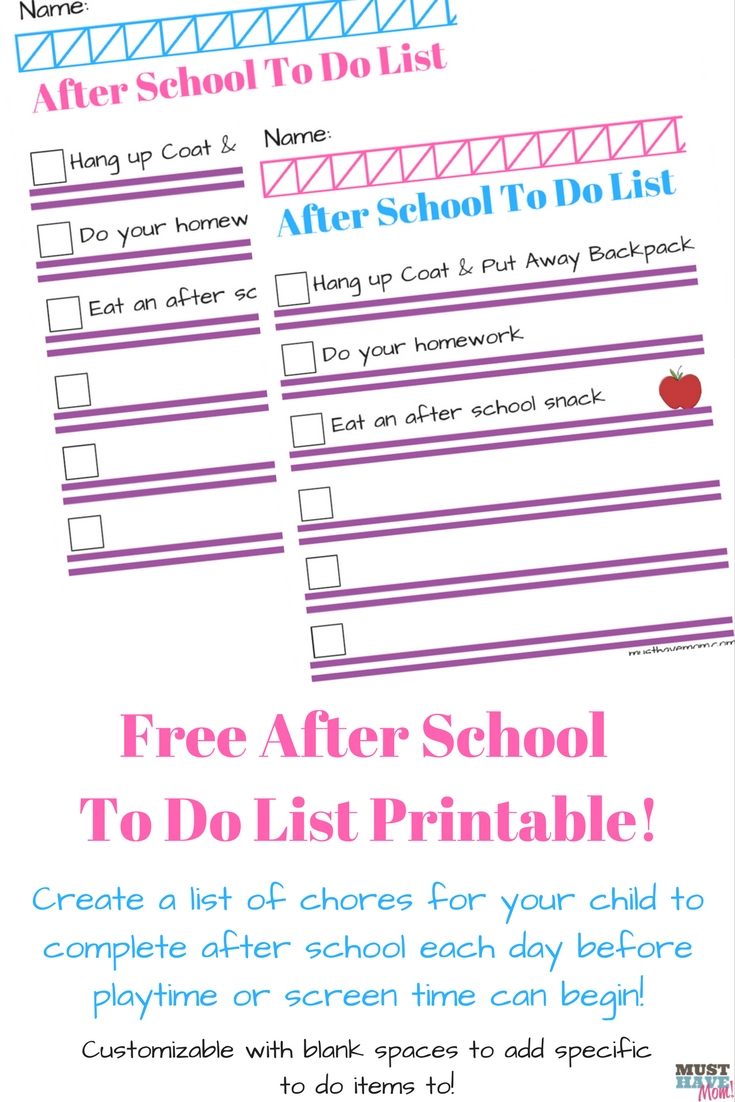 Free Printable Chore List For Kids! - Must Have Mom - Free Printable Kids To Do List