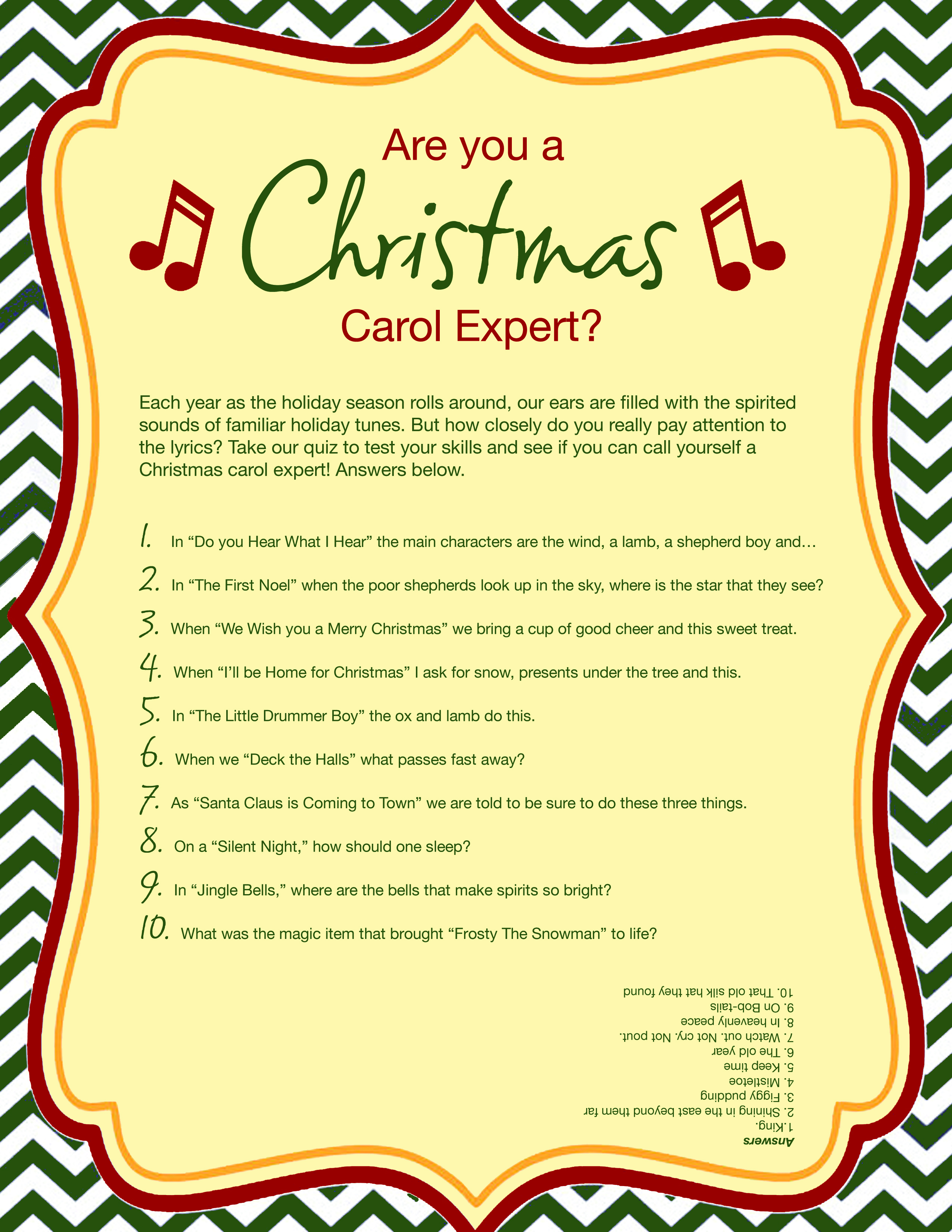 Free Printable Christmas Carol Quiz - American Greetings - Free Printable Picture Quizzes With Answers