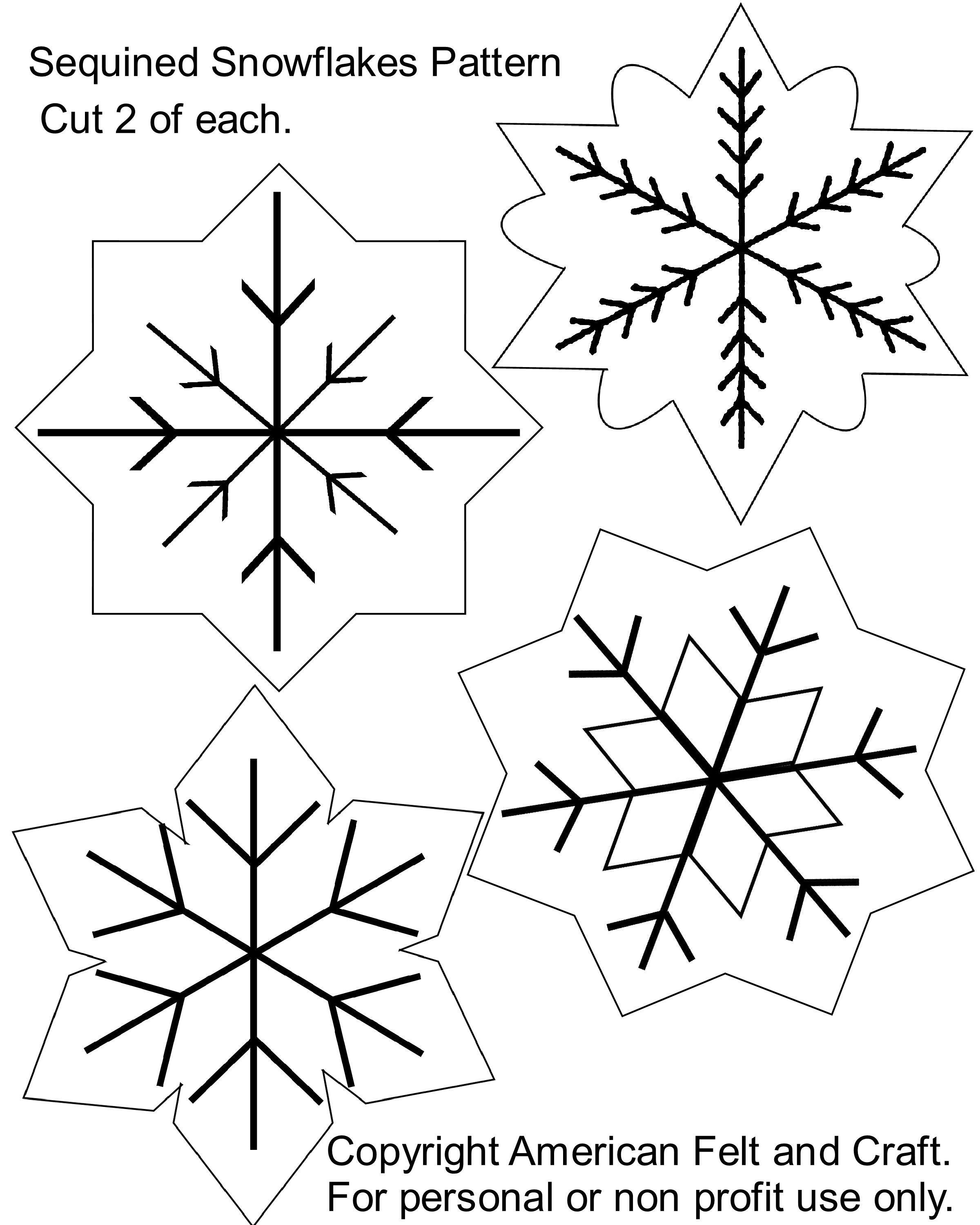 Free Printable Christmas Cutouts Sequin Snowflakes Felt Christmas - Free Printable Christmas Ornament Patterns